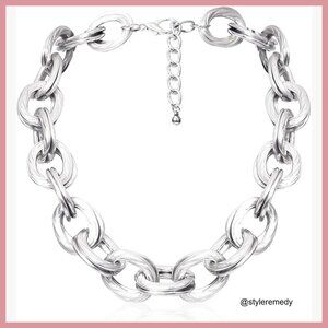 Chunky Cuban Link Chain Choker Necklace with Extension Chain